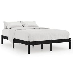 vidaXL Giroletto Nero in Legno Massello 135x190 cm Double