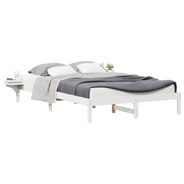 vidaXL Letto con Tavolini Laterali Bianco 140 x 210 cm Pino massello