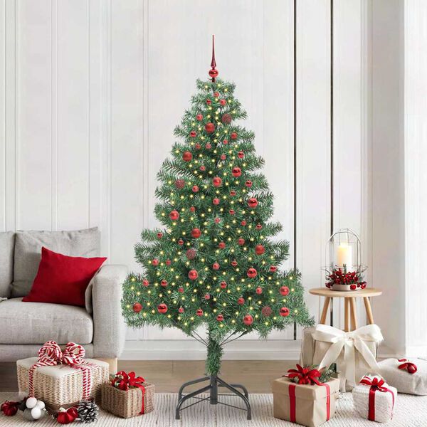 vidaXL Albero di Natale con 300 LED con supporto Verde 210 cm PVC
