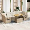 vidaXL Set Divano da Giardino 8 pz con Cuscini Beige in Polyrattan