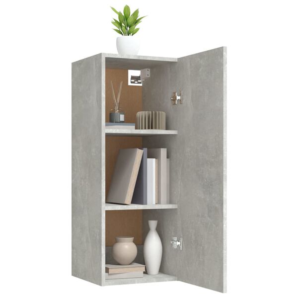 vidaXL Armadietto a Muro Grigio Cemento 34,5x34x90cm Legno Multistrato