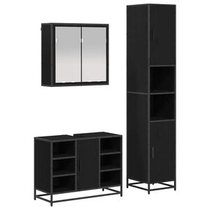 vidaXL Set di mobili per il bagno 3 pz Rovere Nero