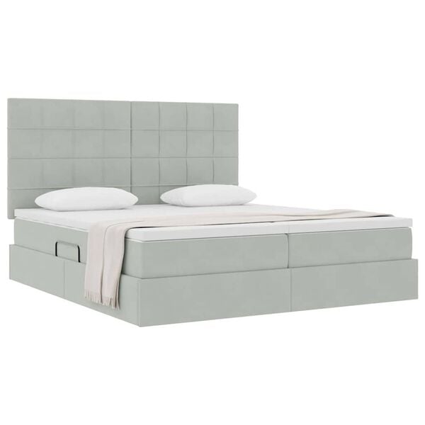 vidaXL Letto con Contenitore Grigio chiaro 180 x 200 cm Velluto