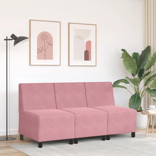 vidaXL Divano componibile senza braccioli rosa 55 cm in velluto