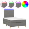 vidaXL Letto a Molle Materasso e LED Grigio Scuro 120x190cm in Tessuto