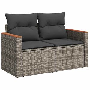 vidaXL Divano da Giardino con Cuscini 2 Posti Grigio in Polyrattan