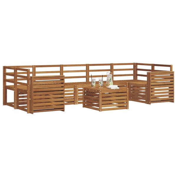vidaXL Set divani 8 pcs Naturale Legno di Acacia Massello