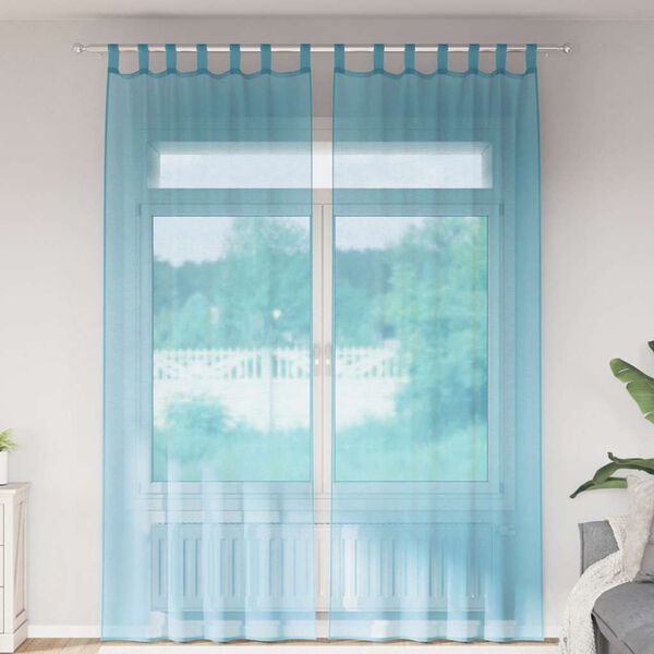 vidaXL Tende in Voile con Passanti 2 pz Turchese 140x260 cm