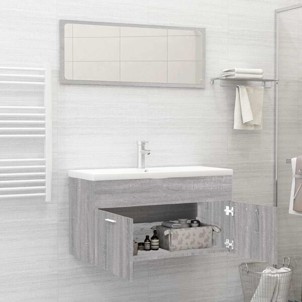 vidaXL Set Mobili da Bagno 2 pz Grigio Sonoma in Legno Multistrato