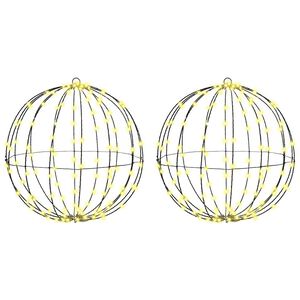 vidaXL Palla con 320 LED 2 pcs Bianco caldo 50 cm Metallo