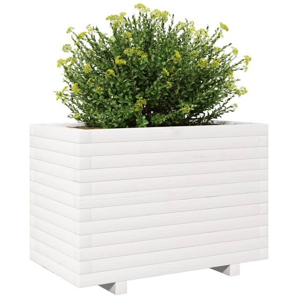 vidaXL Fioriera da Giardino Bianca 70x40x49,5cm Legno Massello di Pino
