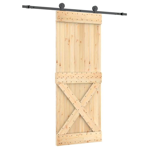 vidaXL Porta Scorrevole con Set Hardware 80x210 cm Legno Massello Pino