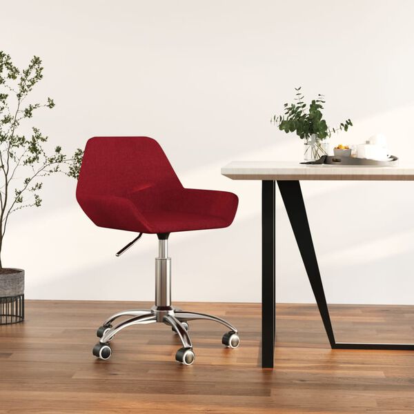 vidaXL Sedia da Ufficio Girevole Rosso Vino in Tessuto