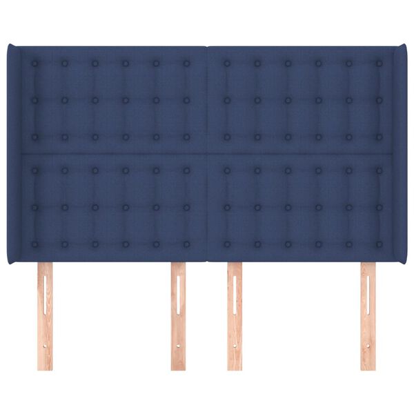 vidaXL Testiera ad Orecchio Blu 147x16x118/128 cm in Tessuto