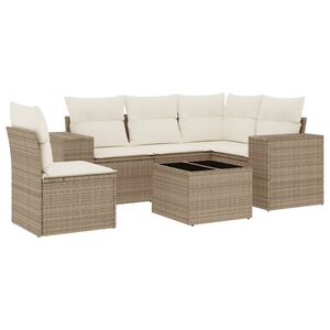 vidaXL Set Divano da Giardino 6 pz con Cuscini Beige in Polyrattan