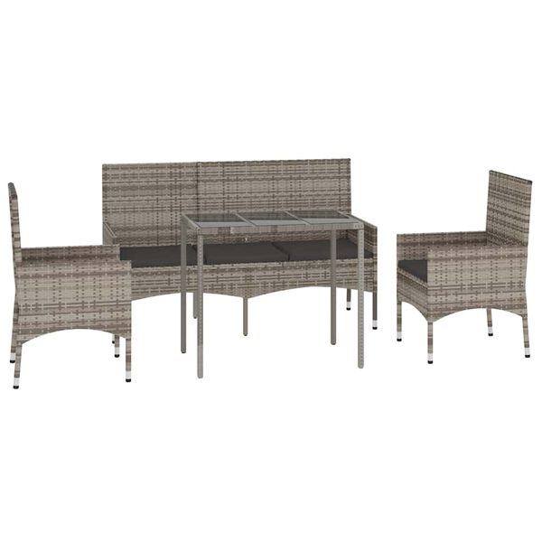 vidaXL Set Divani da Giardino 4 pz con Cuscini in Polyrattan Grigio