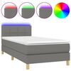 vidaXL Letto a Molle Materasso e LED Grigio Scuro 100x200cm in Tessuto