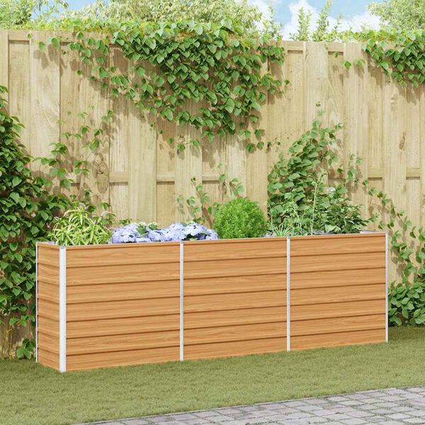 vidaXL Letto Rialzato Giardino 240x40x77 cm in Acciaio Zincato Argento