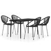 vidaXL Set da Pranzo da Giardino 5 pz Nero