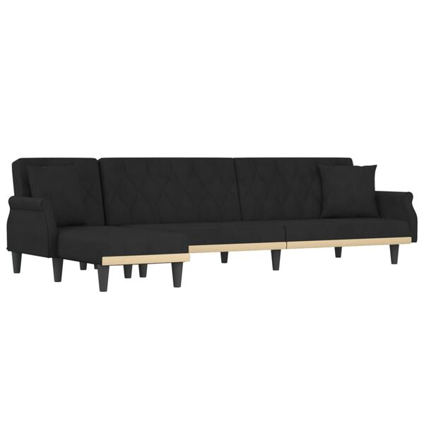 vidaXL Divano Letto a L Nero 271x140x70 cm in Velluto