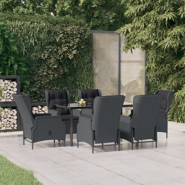 vidaXL Set da Pranzo da Giardino 7 pz Grigio Scuro in Polyrattan