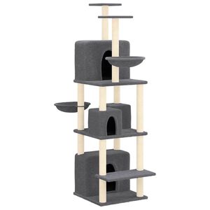 vidaXL Albero per Gatti con Tiragraffi in Sisal Grigio Scuro 180 cm