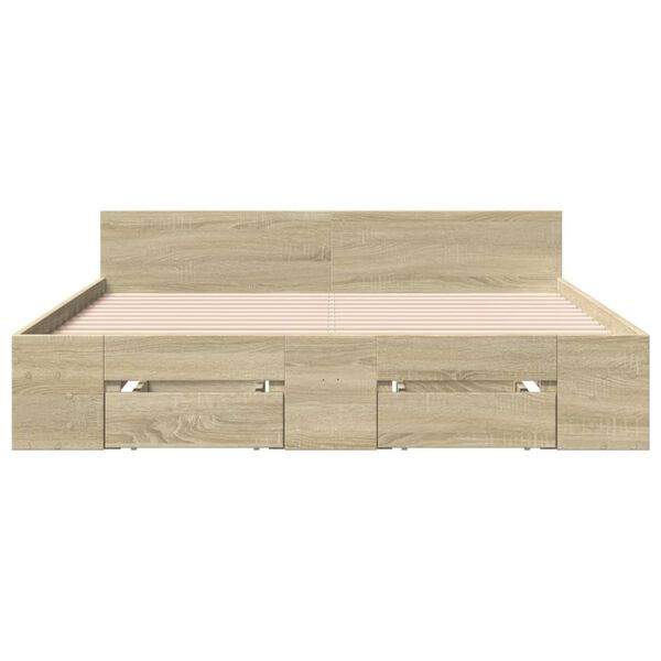 vidaXL Giroletto Cassetti Rovere Sonoma 120x190 cm Legno Multistrato