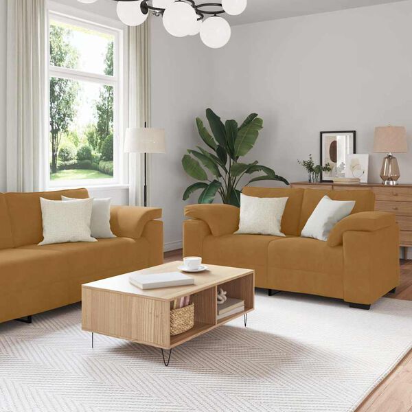 vidaXL Set di Divani 3 pz con Cuscini Marrone in Velluto