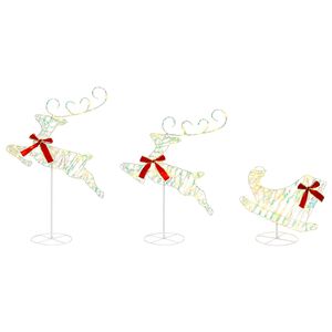 vidaXL Renna di Natale con slitta 3 pz 72 LED Bianco caldo