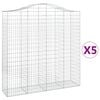 vidaXL Cesti Gabbioni ad Arco 5 pz 200x50x200/220 cm Ferro Zincato