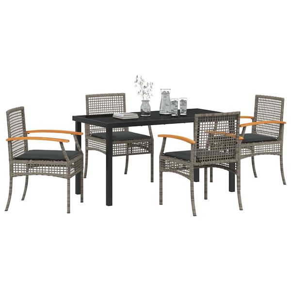 vidaXL Set da Pranzo per Giardino 5 pcs Grigio polyrattan