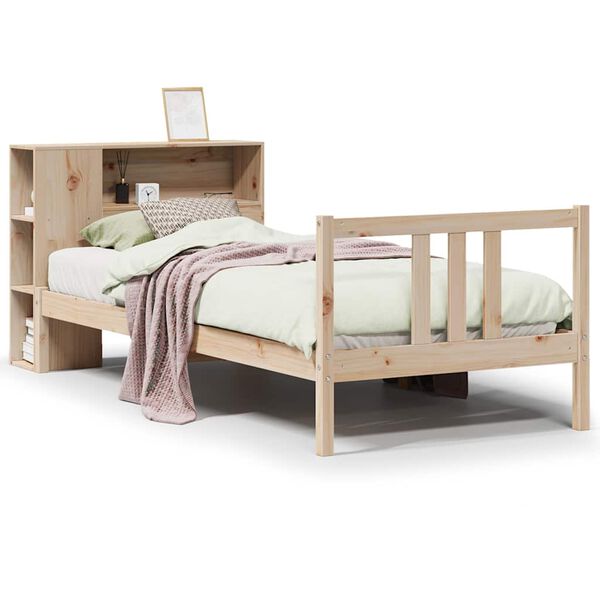 vidaXL Letto Libreria senza Materasso 90x190 cm Legno Massello Pino