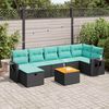 vidaXL Set Divani da Giardino con Cuscini 8 pz Nero in Polyrattan