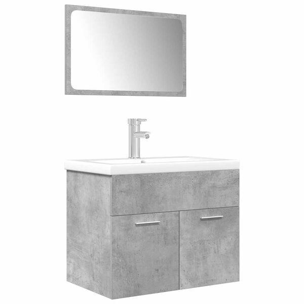vidaXL Set Mobili da Bagno 3 pz Grigio Cemento in Legno Multistrato