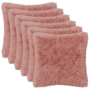vidaXL Federa 6 pz HEERLEN Rosa 30 x 30 cm Fleece PV