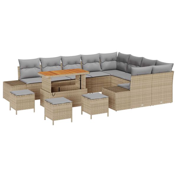 vidaXL Set Divano da Giardino 13 pcs Beige Poly Rattan