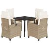 vidaXL Set da Pranzo da Giardino 5 pz con Cuscini Beige in Polyrattan