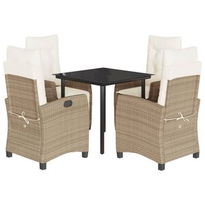 vidaXL Set da Pranzo da Giardino 5 pz con Cuscini Beige in Polyrattan