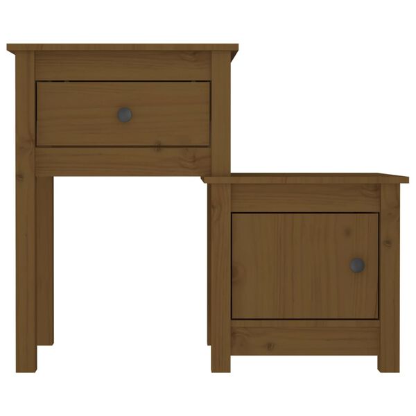 vidaXL Comodino ambra 79,5x38x65,5 cm in Legno Massello di Pino