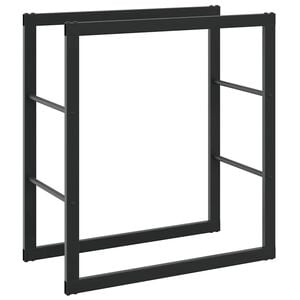 vidaXL Rastrelliera per Legna da Ardere Nera 55x30x61 cm in Acciaio