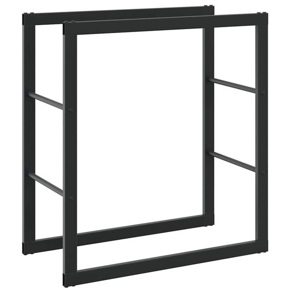 vidaXL Rastrelliera per Legna da Ardere Nera 55x30x61 cm in Acciaio