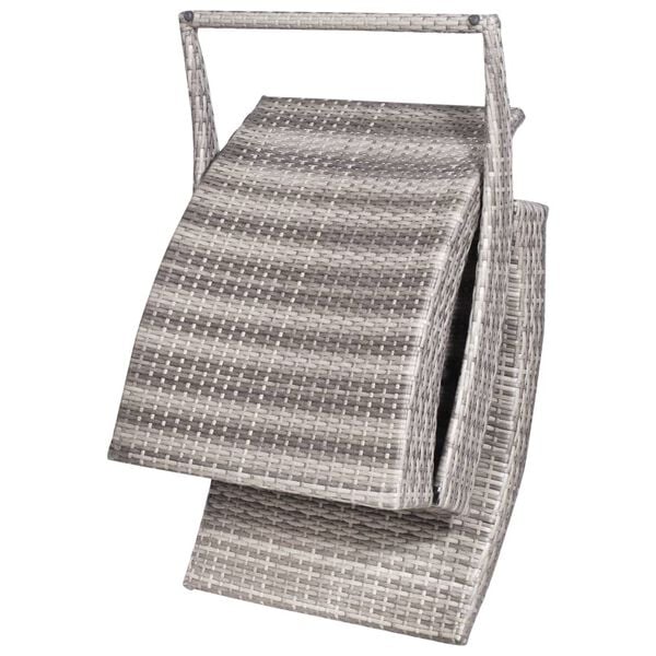 vidaXL Lettino Prendisole Pieghevole con Cuscino in Polyrattan Grigio
