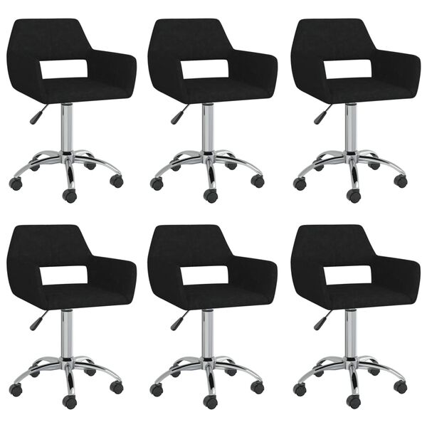 vidaXL Sedie da Pranzo Girevoli 6 pz Nere in Tessuto