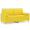 vidaXL Divano a 2 Posti con Cuscini Giallo Chiaro 140 cm in Tessuto