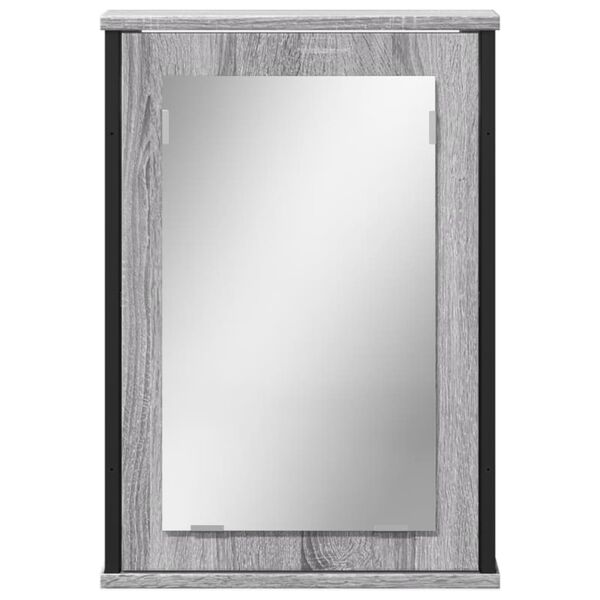 vidaXL Mobile Specchio da Bagno Grigio Sonoma 42x12x60 cm Multistrato