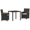 vidaXL Set da Pranzo per Giardino 3 pz Nero polyrattan