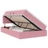 vidaXL Letto con contenitore LED e materasso Rosa 120 x 200 cm Velluto