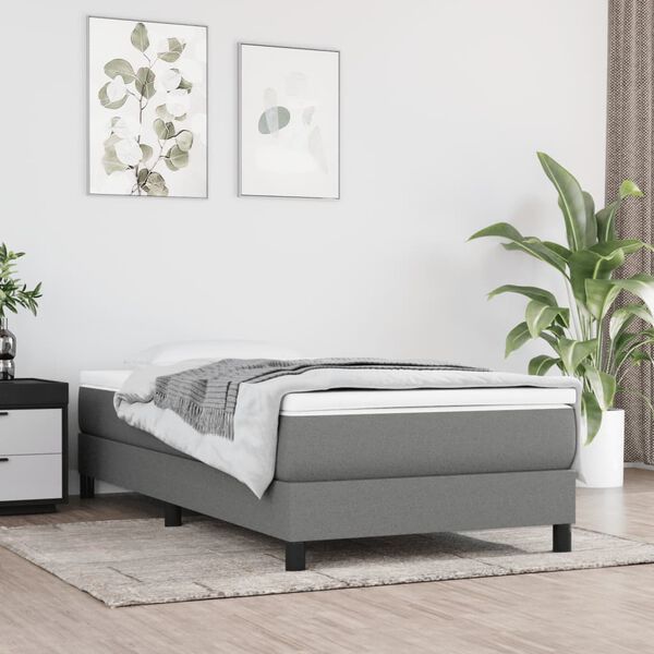 vidaXL Struttura Letto a Rete a Molle Grigio Scuro 90x200 cm Tessuto
