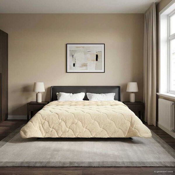 vidaXL Duvet Estivo Crema 220 x 240 cm Microfibra e Fleece Teddy