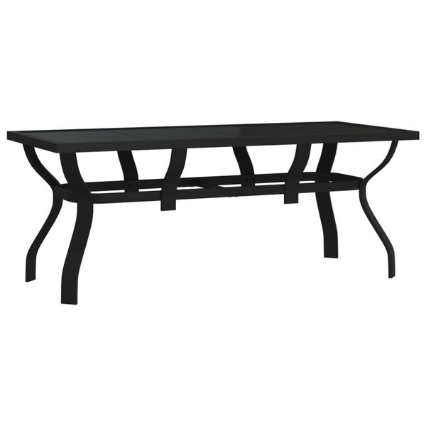 vidaXL Tavolo da Giardino Nero 180x80x70 cm in Acciaio e Vetro
